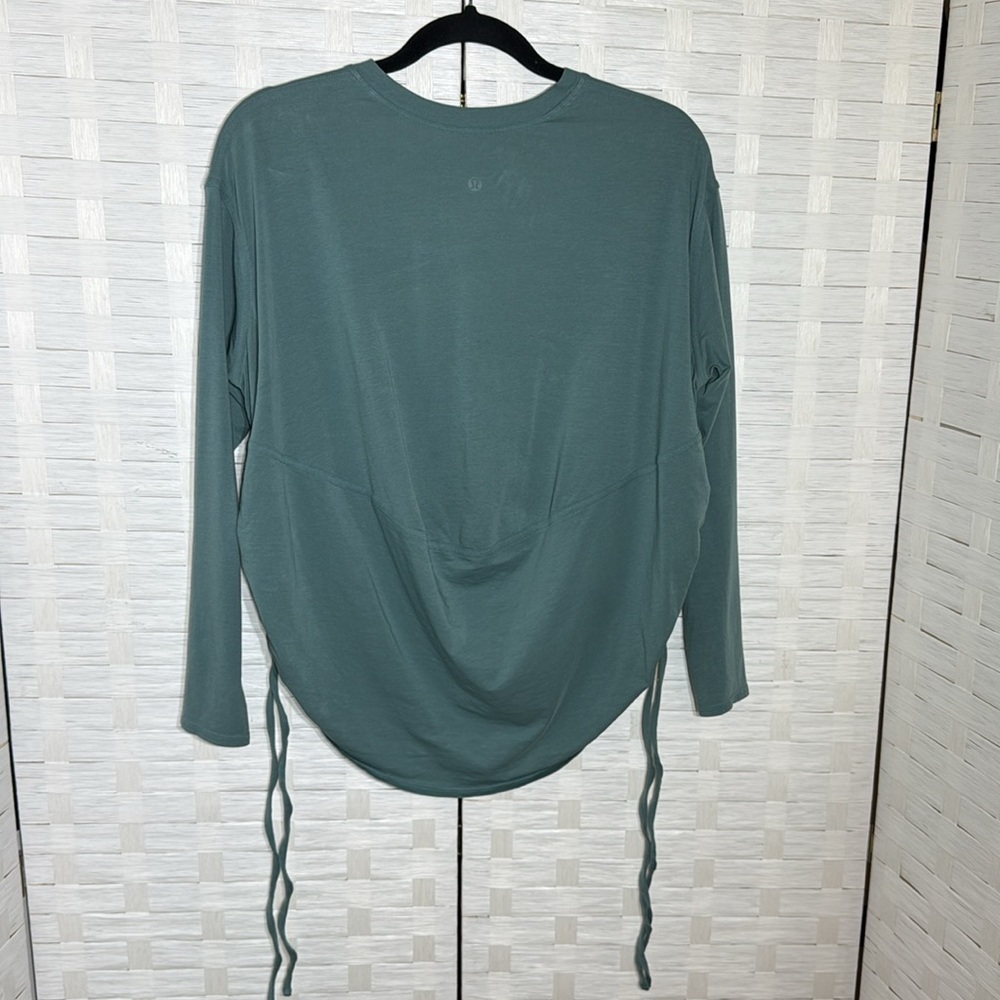 Lululemon Pima Cotton Side-Cinch Long Sleeve Shirt-Tidewater Teal See Sizing - Picture 5 of 9